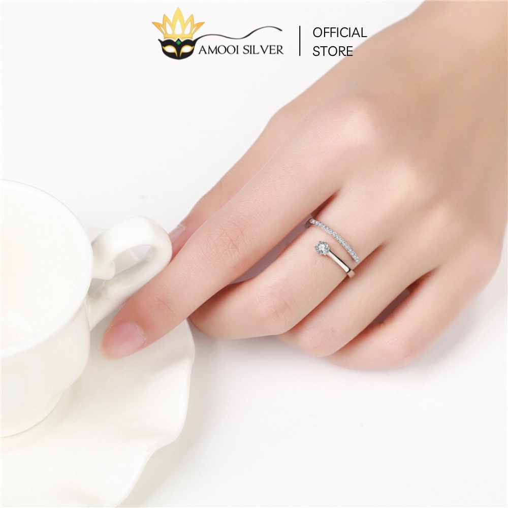 Nhẫn Bạc S925 Mẫu Ngôi Sao Năm Cánh Đính Đá Sang Trọng - Amooi Silver AN70