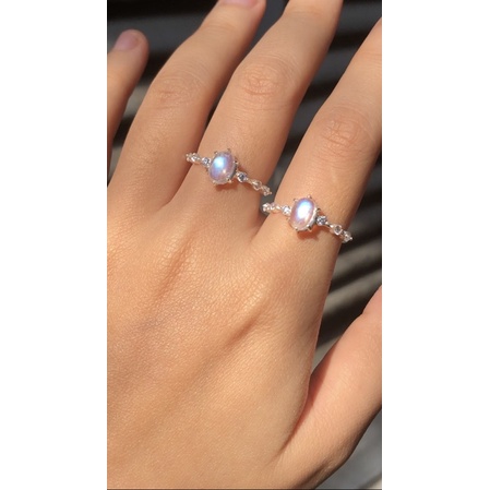 Nhẫn bạc oval mặt trăng ms