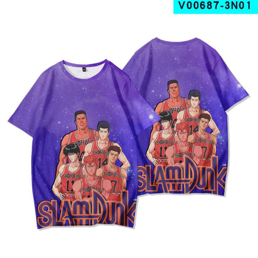 Áo Thun Tay Ngắn In Hình Phim Slam Dunk 3D Cá Tính Cho Nam Nữ