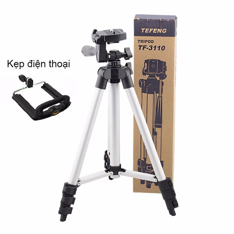 Gậy Tripod 3 chân và giá kẹp điện thoại