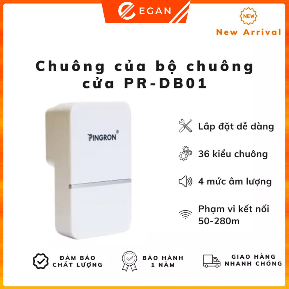 Nút nhấn và chuông báo bán lẻ cho chuông cửa không dây cao cấp PR-DB01, Chống nước tốt, kết nối xa 300m