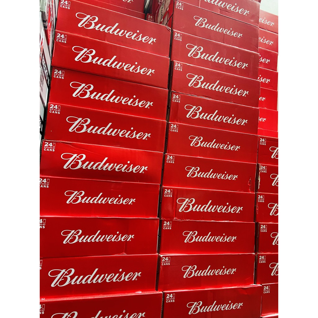 Bia BUDWEISER - King of Beer, Bia Mỹ bán chạy nhất thế giới, Nồng độ cồn 5%, Thùng 24 lon x 330ml