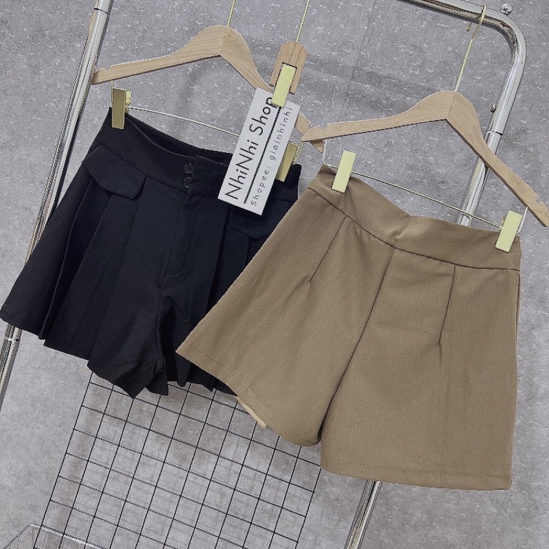 Quần short xoè xếp ly giả váy, Quần đùi nữ cạp cao QS023 - NhiNhi Shop