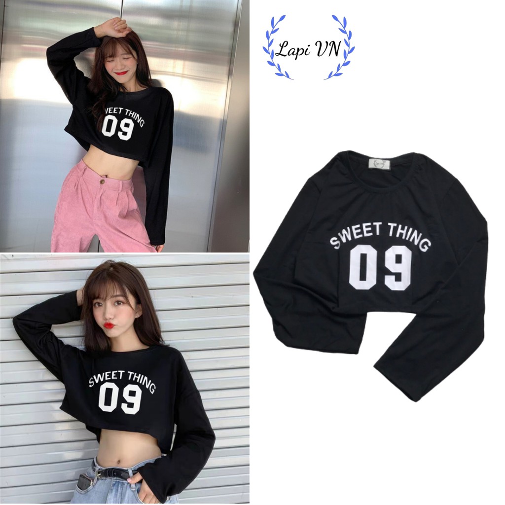 Áo Croptop Nữ Tay Dài In Hình Số 09 Lapi VN Phong Cách Ulzzang  Freesize Phom Rộng, Áo Thun Unisex