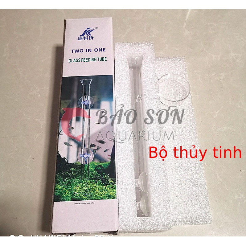 Bộ ống và đĩa  cho tép ăn từ 25cm - 40cm bằng thủy tinh và acrylic