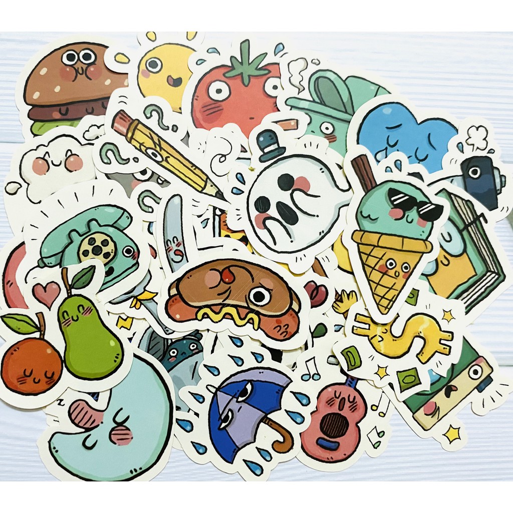 Sticker đồ vật dán trang trí laptop, máy tính bỏ túi, vali, điện thoại, đàn ghita, hộp bút,...