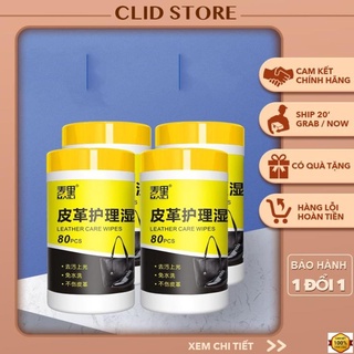 Hộp 80 khăn giấy ướt làm bóng đồ da tiện lợi dùng cho túi xách, giày da, áo da nhanh chóng thần thánh sale 11