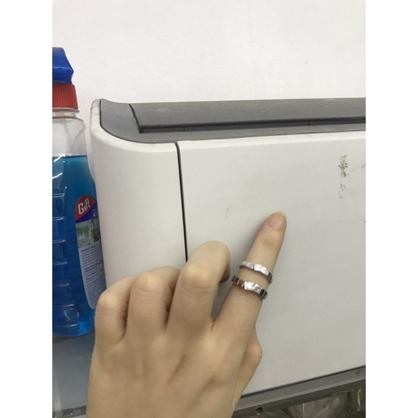 Nhẫn đôi bạc kiểu dáng đẹp ô vuông gắn đá nhỏ nhân tạo
