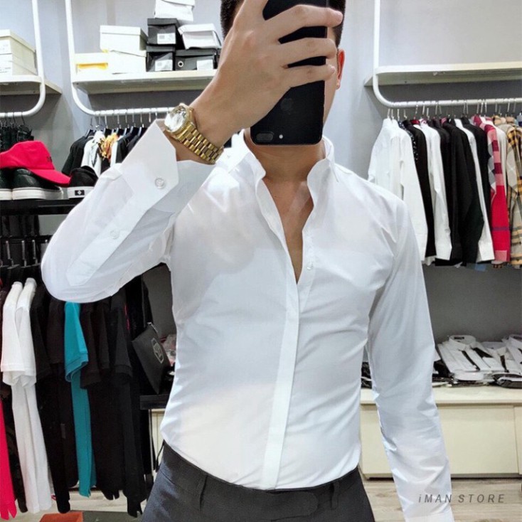 Áo Sơ Mi Nam Trắng – Đen, Áo Sơ Mi Nam Hàn Quốc Vải Lụa Cao Cấp, Mềm Mịn Siêu HOT [Bán Chạy] | BigBuy360 - bigbuy360.vn