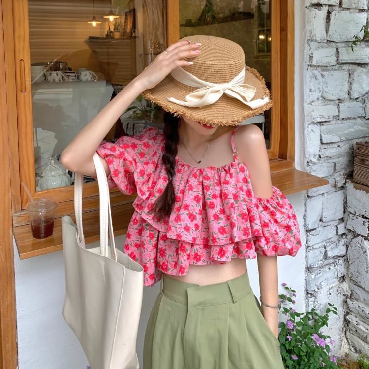 Áo Trễ Vai Họa Tiết Hoa Thời Trang Mùa Hè Sành Điệu Cho Nữ