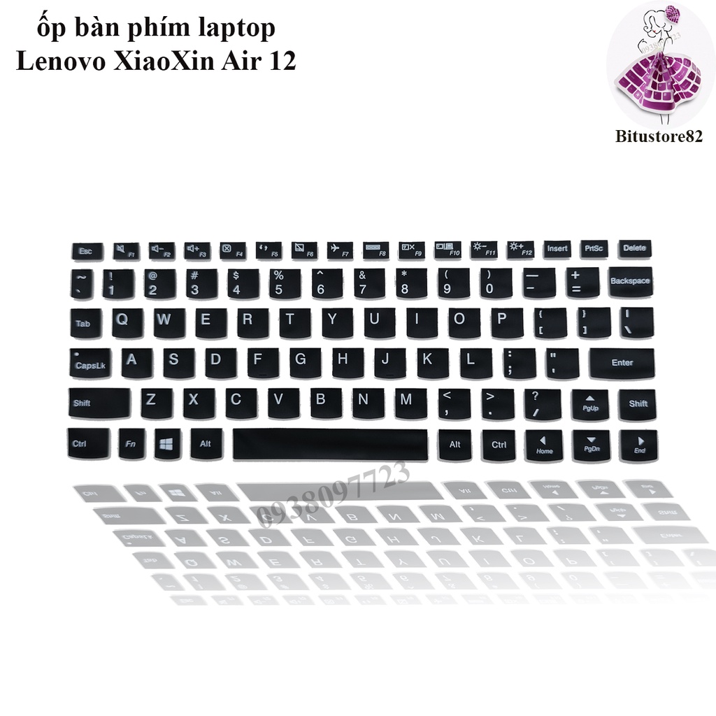 Ốp bàn phím dành cho Laptop Lenovo Air 12  - Miếng, tấm silicon bảo vệ che, phủ, đậy.