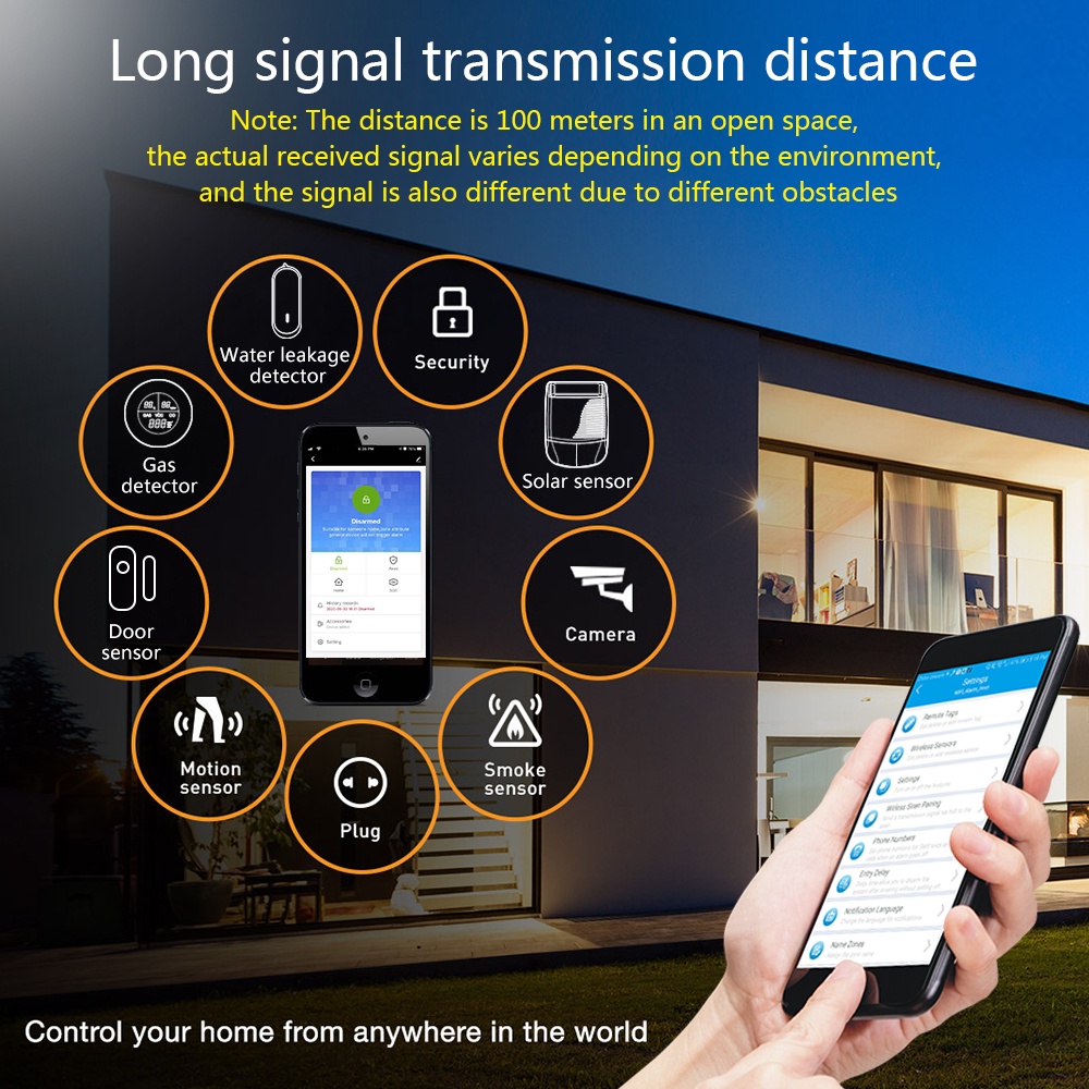 WIFI+GSM Tuya Hệ Thống Báo Động An Ninh Nhà Thông Minh  Hỗ Trợ Alexa Googlehome