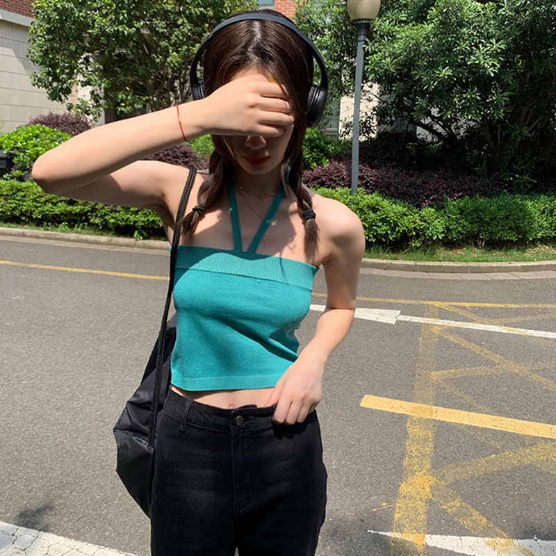 Áo Hai Dây Có Mút Đệm Màu Sắc Đơn Giản Gợi Cảm Cho Nữ