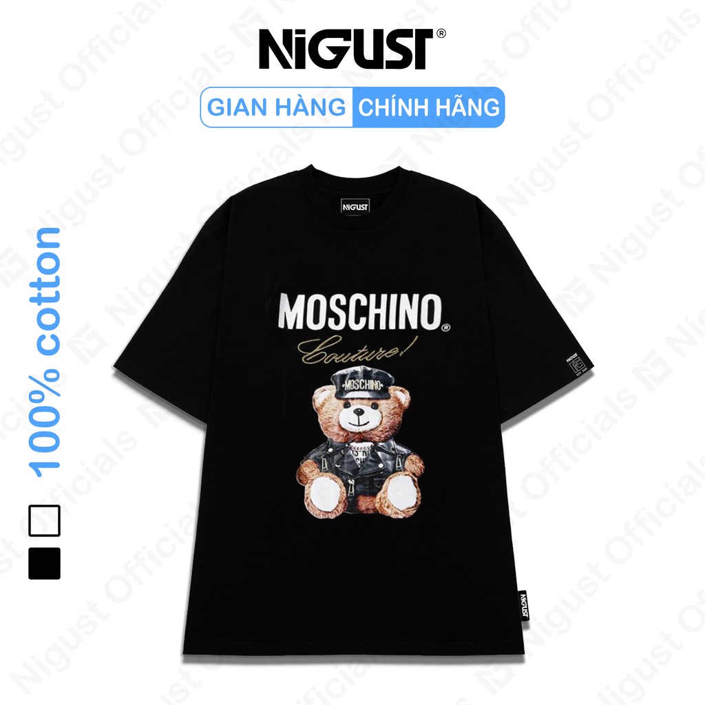 Áo Thun Nam Nữ Tay Lỡ Cổ Tròn Local Brand Nigust N240, áo phông nam nữ Unisex Moschino đường phố Form Rộng