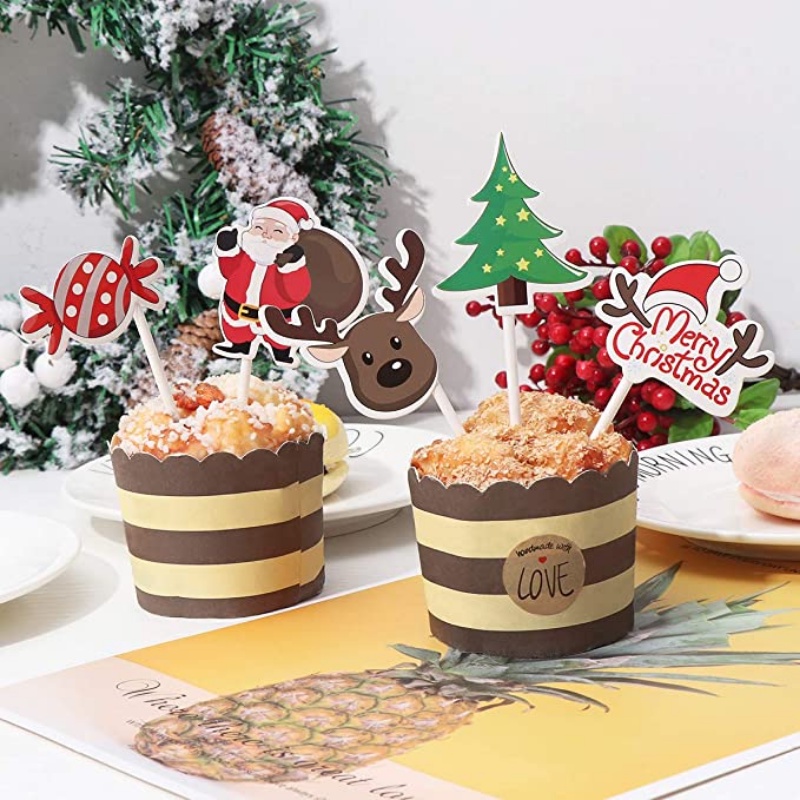 Bộ 9 Que Cắm Trang Trí Bánh Kem Hình Ông Già Noel Hoạt Hình