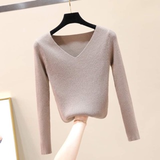 Áo len tăm cổ tim và cổ 3p