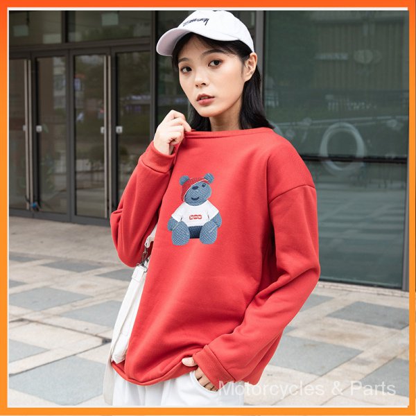 Áo Hoodie Lông Cừu Dày Dặn Dáng Rộng Cổ Tròn Thời Trang Thu Đông Hàn Quốc 2020 Cho Nữ