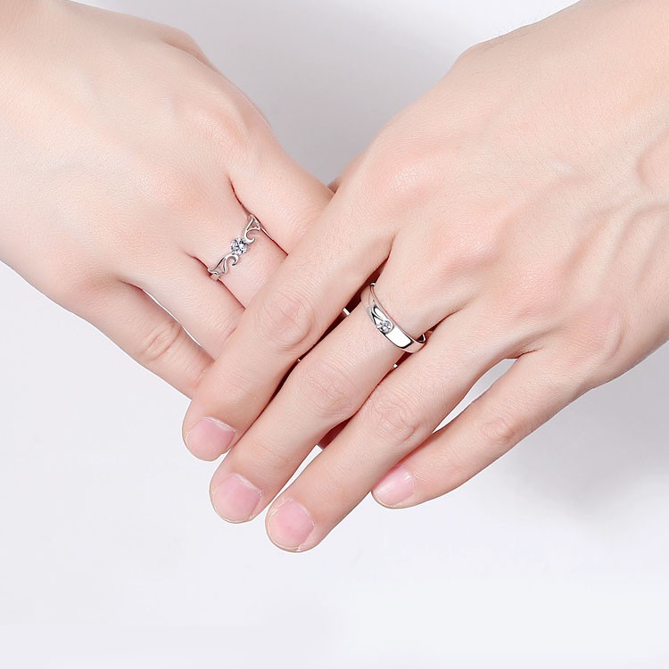 Nhẫn đôi đính đá giá rẻ nam nữ tình yêu đẹp bạn thân NB04