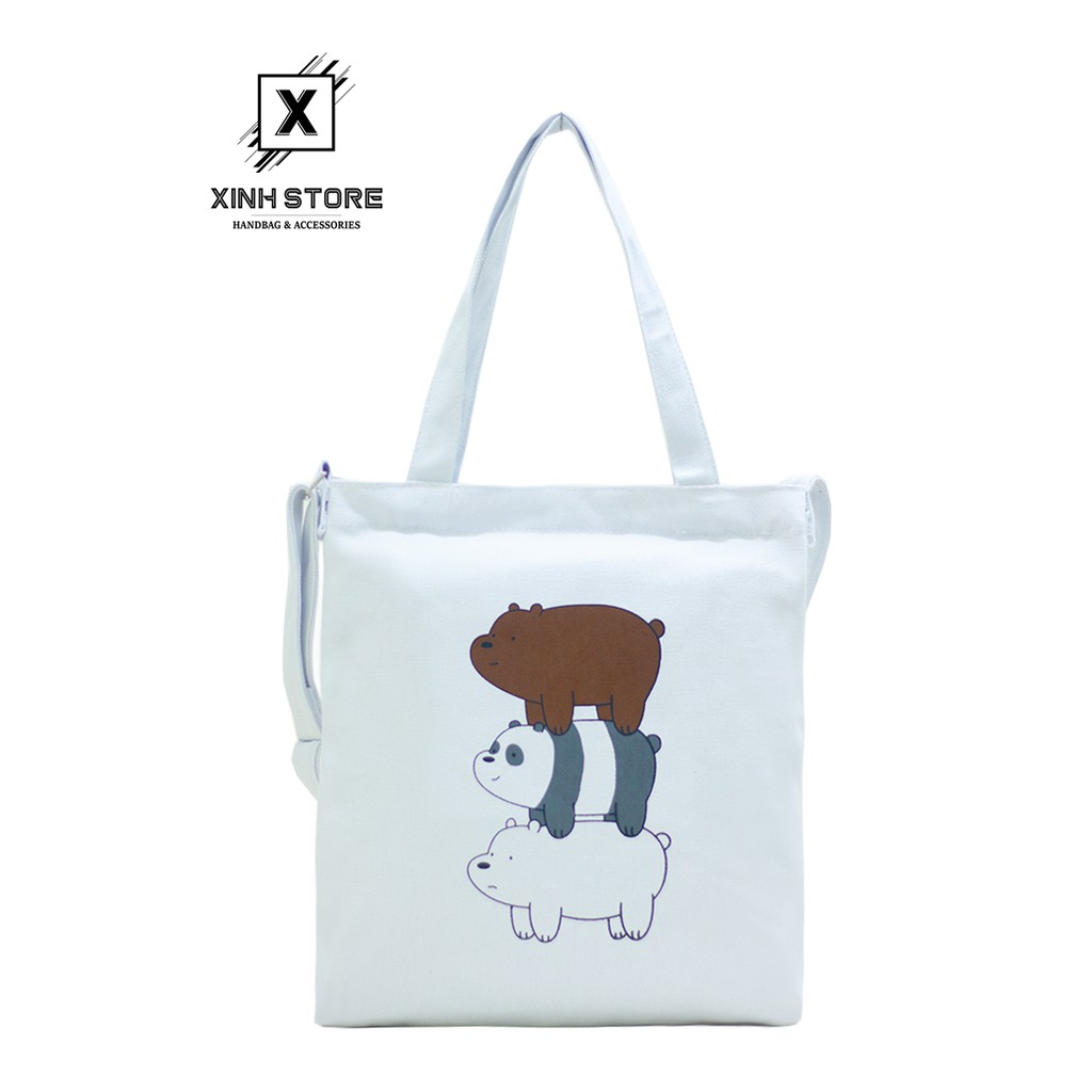 Túi Vải Đeo Chéo Tote Bag 3 Mèo Chồng XinhStore