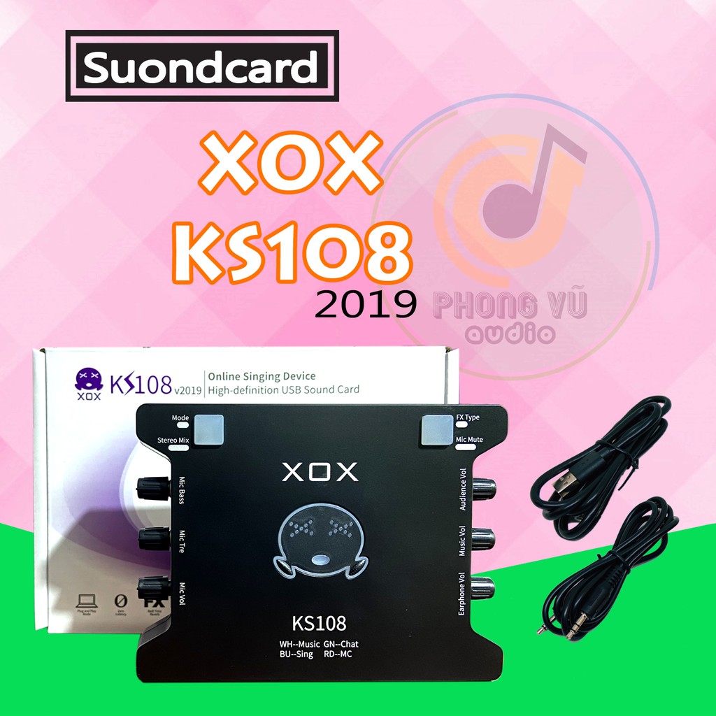 Sound card XOX ks108 (Phiên bản k10 quốc tế 2019 cải tiến ic) dùng hát livestream, karaoke, thu âm. Âm hay không rè