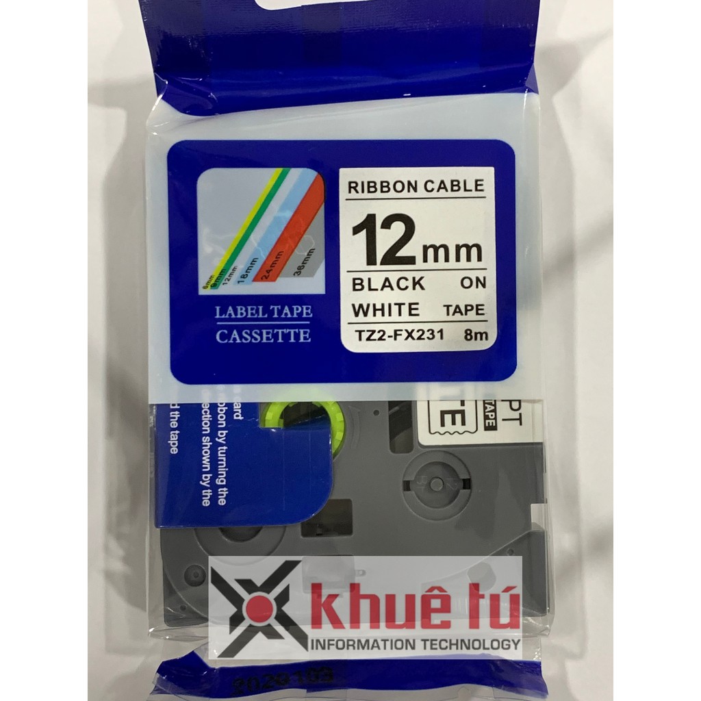 Nhãn in TZ2-FX231 (12mm chữ đen, nền trắng)
