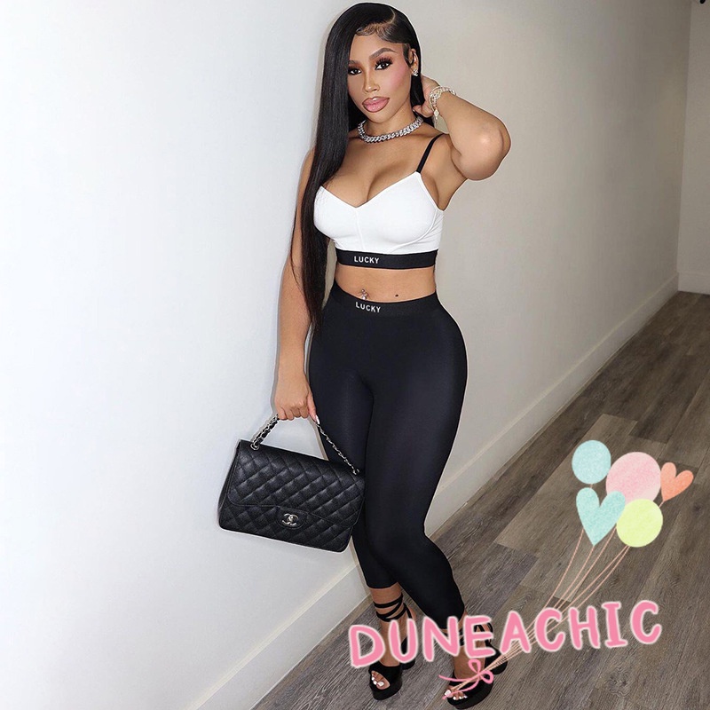 DUNEA Set Đồ Thể Thao Gồm Áo Hai Dây Và Quần Bó Sát Thời Trang Dành Cho Nữ