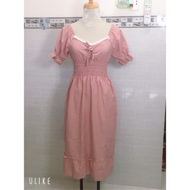 đầm kate lụa cổ viền ren