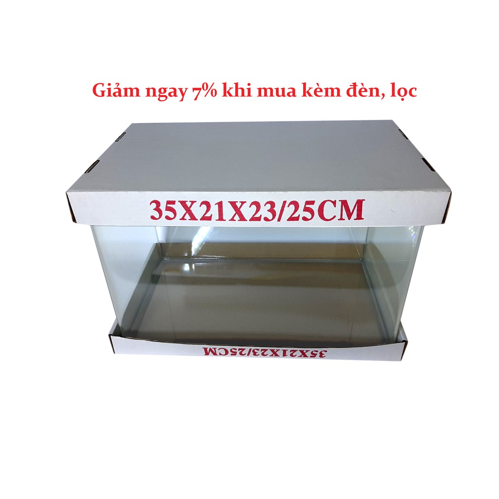 Bể cá mini kính đúc 35x21x23 cm, hồ cá cảnh thủy sinh để bàn