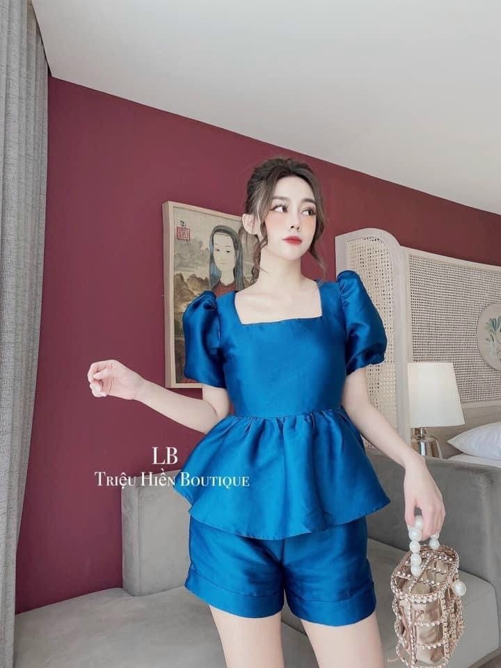 Sét bộ cổ vuông phông chất tacta hàng đẹp