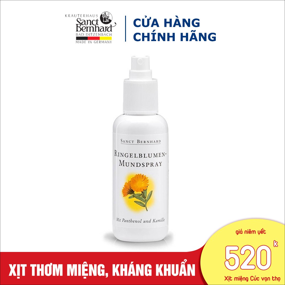 Xịt thơm miệng Cúc vạn thọ Ringelblumen 125ml kháng khuẩn, giảm hôi miệng- [Chính hãng Sanct Bernhard Đức ]