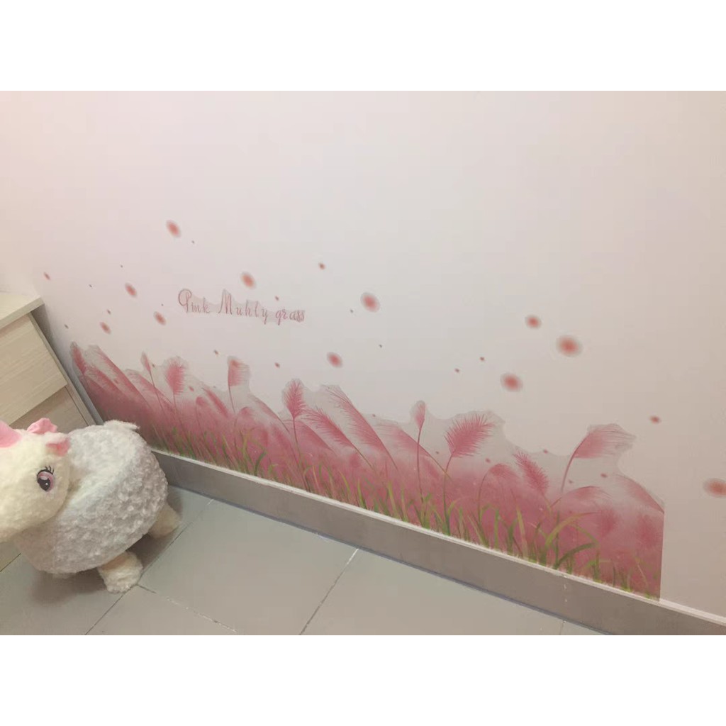 Decal dán chân tường cỏ lau