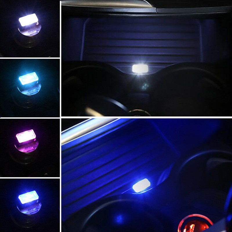 Đèn LED USB kích thước nhỏ màu neon gắn bên trong nội thất xe hơi
