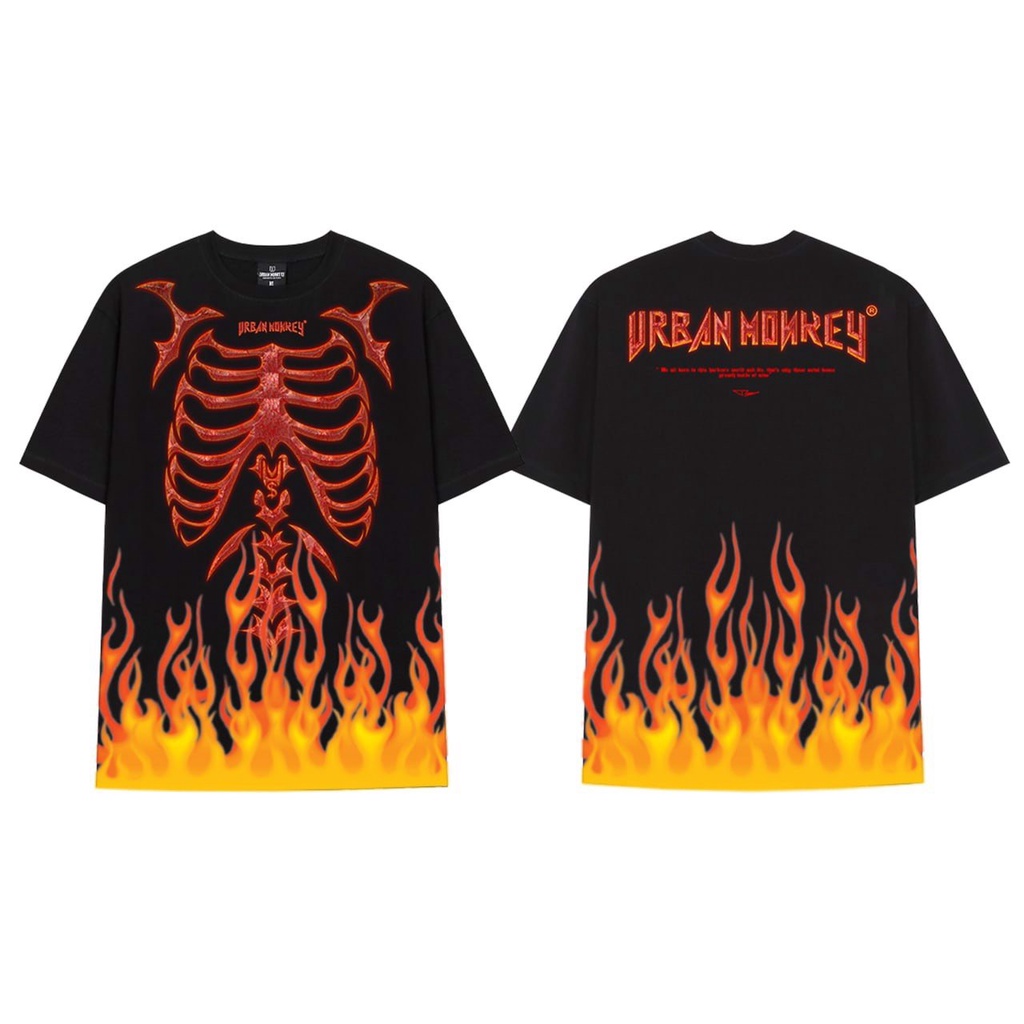 URBAN MONKEY TEE  FLAME PUNK TEE BLACK