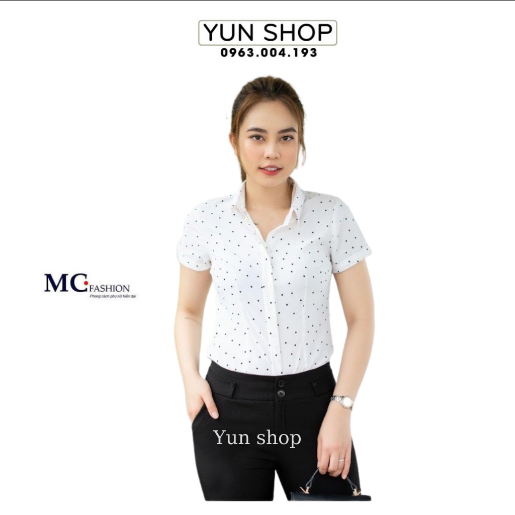 Áo Sơ Mi Nữ Công Sở  Họa Tiết Chấm Bi - MC fashion  A0257 Màu Trắng