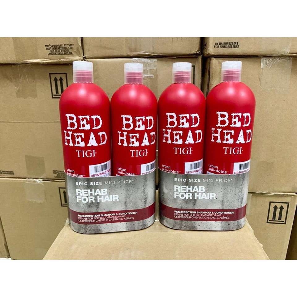 Cặp dầu gội, dầu xả Tigi đỏ - Tigi Bed Head Rehab For Hair - Hàng USA 750ml + 750ml