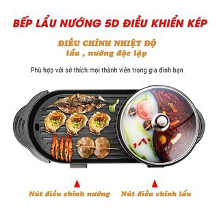 Bếp Nướng Lẩu 2 Ngăn ⚡ ĐA NĂNG ⚡ Nồi lẩu nướng điện 2 trong 1 tiết kiệm điện năng