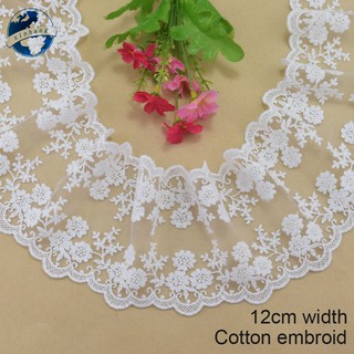 12cm rộng cotton thêu ren cạnh ren vải guipure diy trims mini váy ren ruy băng may mặc Phụ kiện 4119