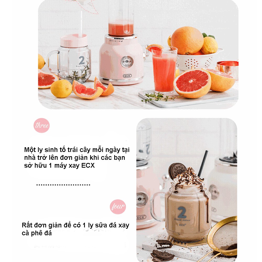 Máy Xay Sinh Tố ECX 2 Cối Xay 600ml Tháo Rời Dễ Dàng Sử Dụng