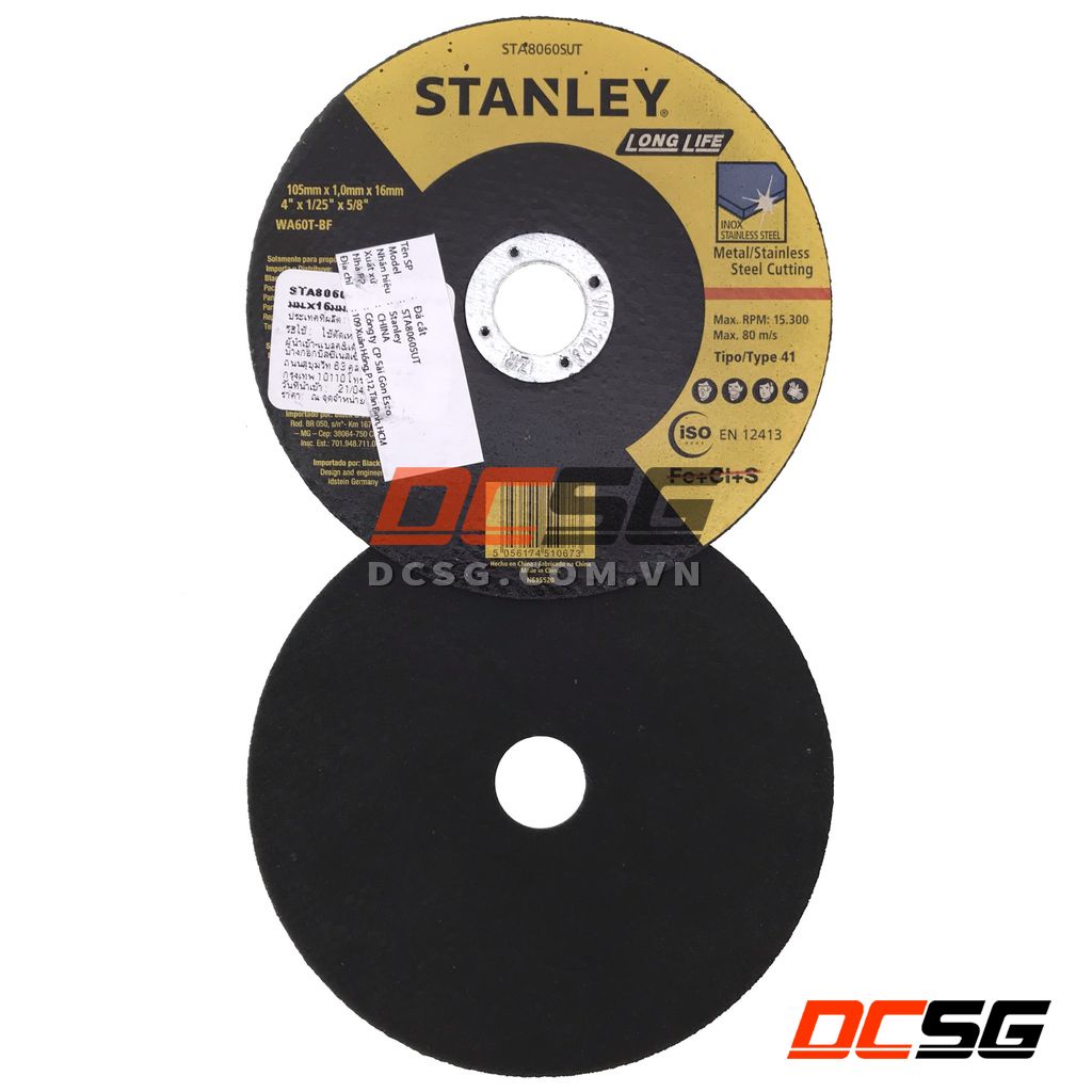 Đá cắt Inox 105x1x16mm Stanley STA8060SUT | DCSG