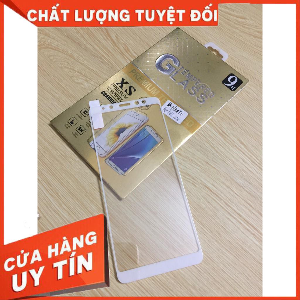 Miếng dán full toàn màn hình dành cho Samsung A8 plus, có khăn lau đi kèm