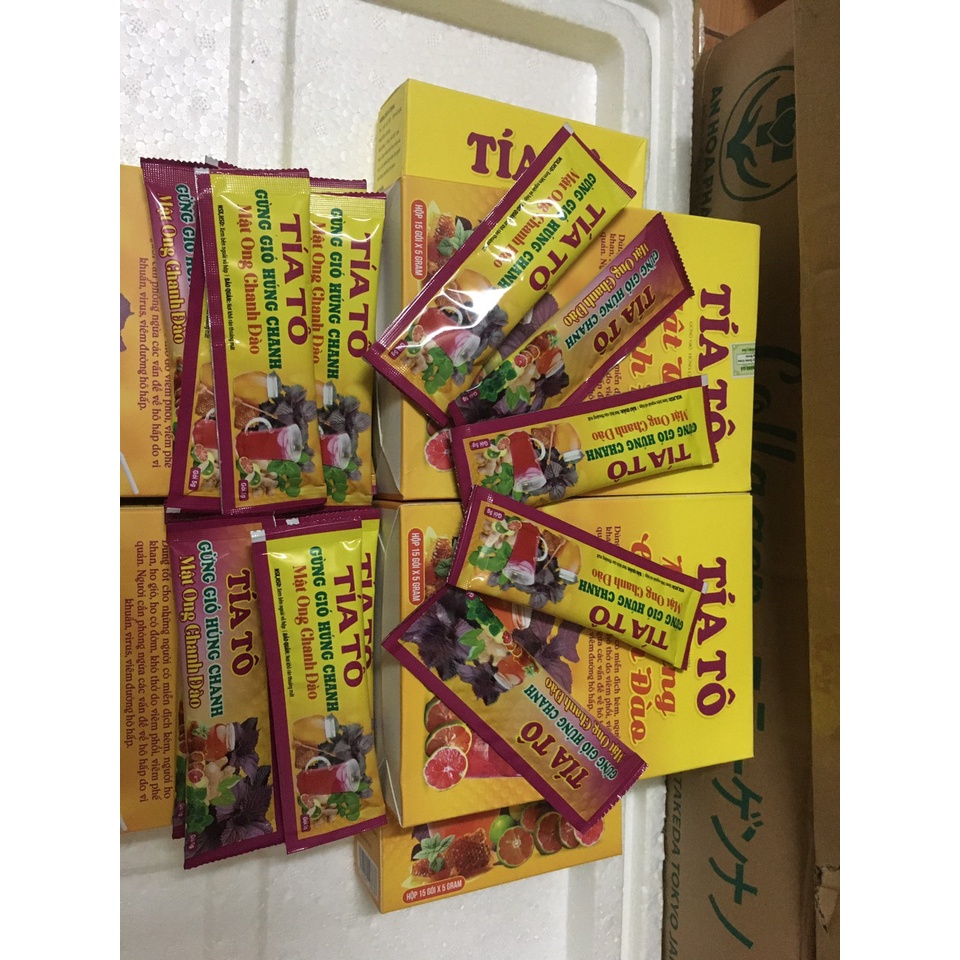 Trà Tía tô mật ong chanh đào ( Hộp 15 gói )