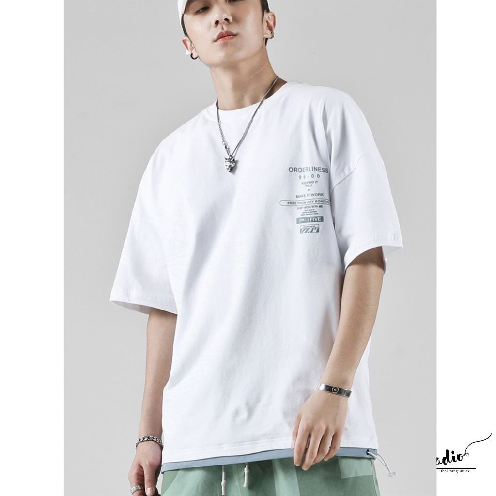 Áo thun SANVADIO unisex tay lỡ phông form rộng oversize 2 màu trắng và đen cotton dáng xuông