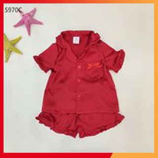 Bộ lụa cộc tay cho bé gái từ 8 đến 24kg skids store