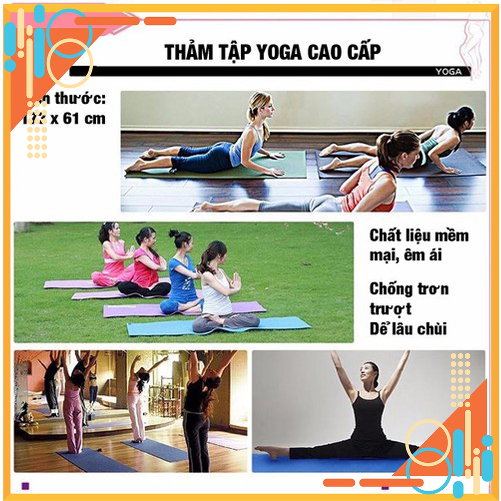 Thảm tập yoga, thể dục bằng xốp mềm, êm, chống trơn trượt cho bạn thời gian tập luyện thể thao thoải mái tại nhà