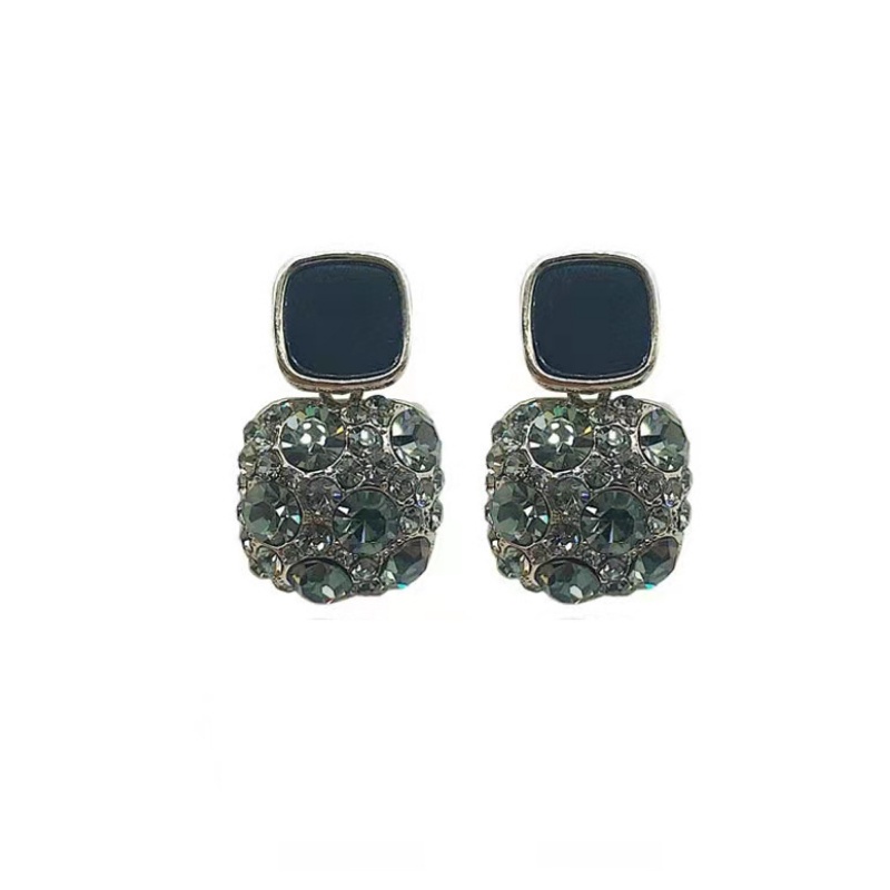 Bông tai đính đá zircon màu đen sang trọng thời trang
