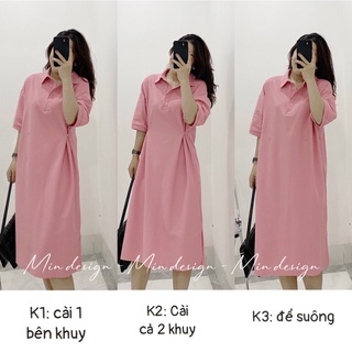 Đầm polo Quảng Châu cao cấp vải thun cotton loại 1, phom rộng mặc được 3 kiểu M19 - MIN Design