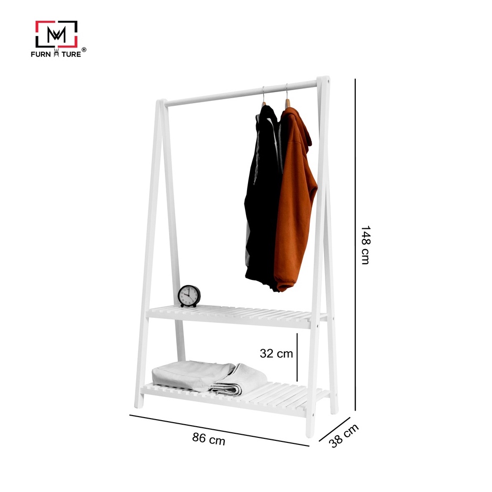 Nowship hcm giá treo quần áo chữ a lắp ráp 2 tầng màu trắng  thương hiệu MW FURNITURE - Nội thất căn hộ
