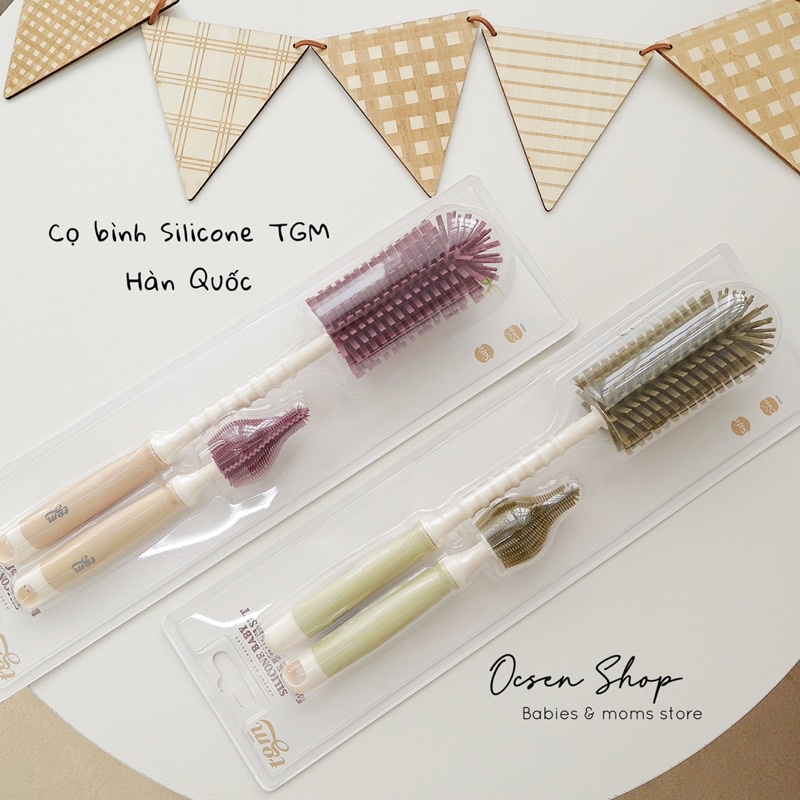 Cọ rửa bình sữa, núm ti silicone TGM Hàn Quốc mềm, bền, cọ sạch và không làm xước bình