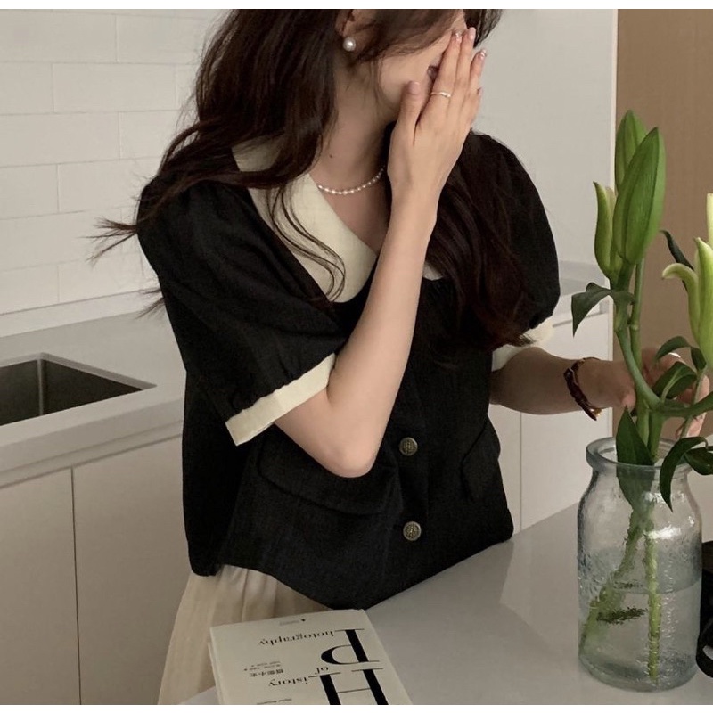 💗 Áo phối màu basic phong cách Hàn Melimeli 💗