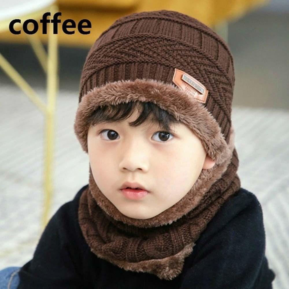 Set Mũ Len Kèm Khăn Choàng Cổ Dày Dặn Giữ Ấm Mùa Đông Cho Bé